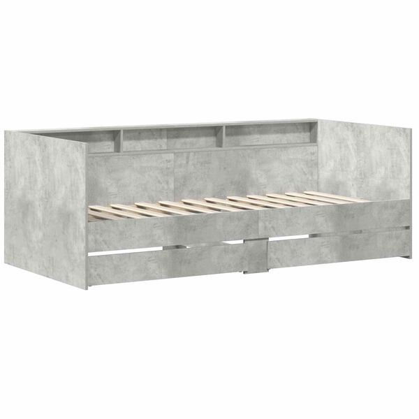 vidaXL Pat de zi cu sertar cu depozitare Gri 90 x 200 cm Lemn compozit