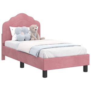 vidaXL Cadru de pat pentru copii cu spătar Roz 70 x 140 cm Catifea