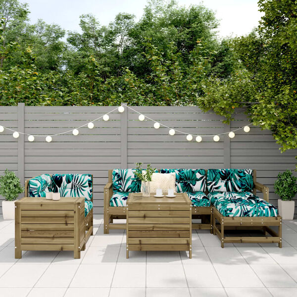 vidaXL Set canapea de grădină, 7 piese, lemn de pin tratat