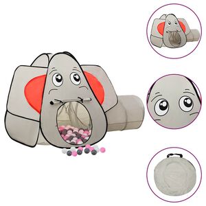 vidaXL Cort de joacă elefant pentru copii 250 bile, gri, 174x86x101 cm