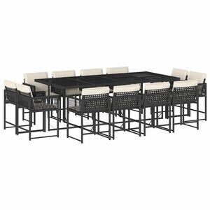 vidaXL Set mobilier de grădină cu perne, 13 piese, negru, poliratan