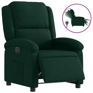vidaXL Fotoliu rabatabil electric, verde &icirc;nchis, catifea