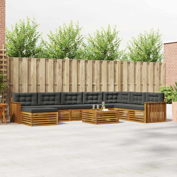 vidaXL Seturi de canapele cu pernă 9 pcs Natural și Antracit