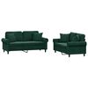 vidaXL Set canapea cu perne, 2 piese, verde &icirc;nchis, catifea