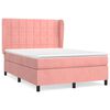 vidaXL Pat box spring cu saltea, roz, 140x190 cm, catifea