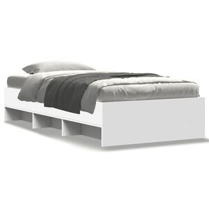 vidaXL Cadru de pat, alb, 90x190 cm, lemn prelucrat