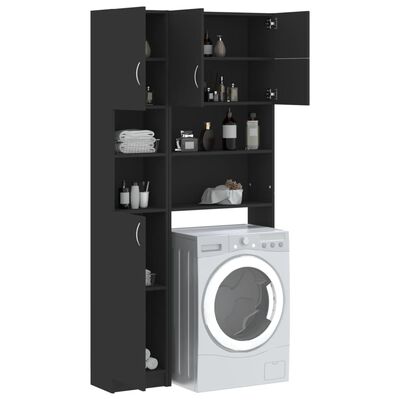 vidaXL Set dulap mașină de spălat, negru, lemn prelucrat