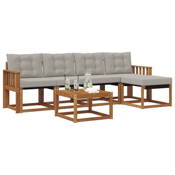 vidaXL Set de canapele de exterior 6 pcs Gri natural și deschis