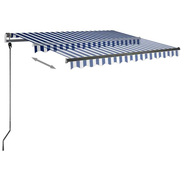 vidaXL Copertină autonomă retractabilă manual albastru&alb 350x250 cm