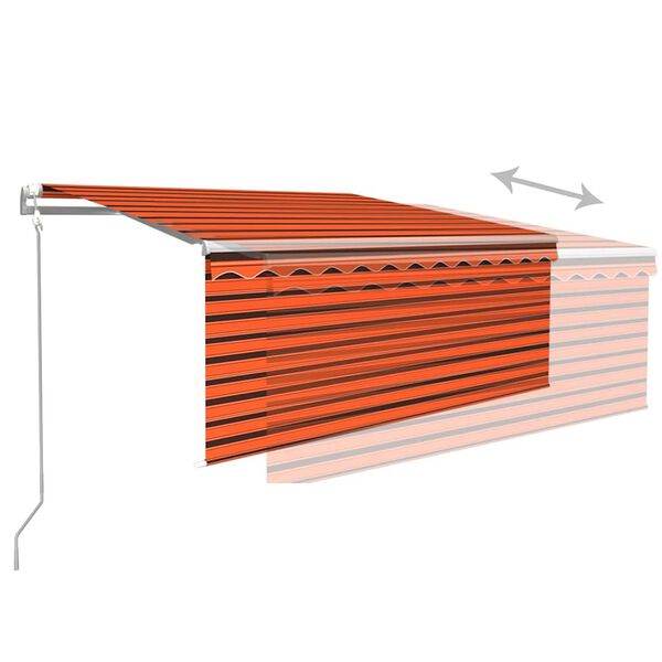 vidaXL Copertină retractabilă automat cu stor portocaliu&maro 3,5x2,5m
