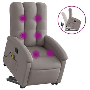 vidaXL Fotoliu rabatabil de masaj cu ridicare, gri taupe, textil