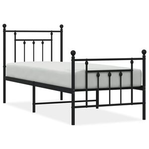 vidaXL Cadru pat metalic cu tăblii de cap/picioare, negru, 75x190 cm