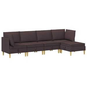 vidaXL Set de canapea modulară cu spațiu de stocare 5 buc. Maro &icirc;nchis