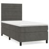 vidaXL Pat box spring cu saltea, gri &icirc;nchis, 80x200 cm, catifea