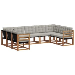 vidaXL Set de canapele de exterior 9 buc. Gri natural și deschis