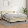 vidaXL Pat box spring cu saltea, crem, 140x190 cm, piele ecologică