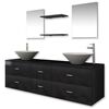vidaXL Set mobilier de baie, 9 piese, cu chiuvetă și robinet, negru