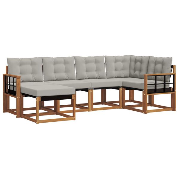 vidaXL Set de canapele de exterior 6 pcs Gri natural și deschis