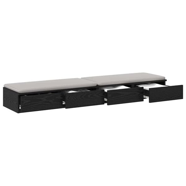 vidaXL Sertare pentru pat cu sertar Stejar Negru 150 x 36,5 x 16,5 cm