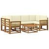 vidaXL Set de canapele de exterior 7 buc. Natural și Crem Poliester