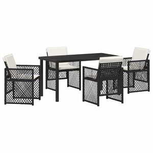 vidaXL Set de masă pentru grădină 5 buc. Negru poliratan