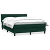 vidaXL Pat box spring cu saltea, verde &icirc;nchis, 160x210 cm, catifea