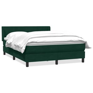 vidaXL Pat box spring cu saltea, verde &icirc;nchis, 160x210 cm, catifea