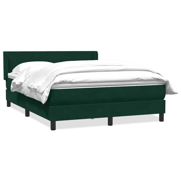 vidaXL Pat box spring cu saltea, verde &icirc;nchis, 160x210 cm, catifea