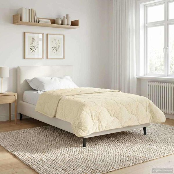vidaXL Duvet de iarnă Crem 140 x 200 cm Microfibră și fleece Teddy