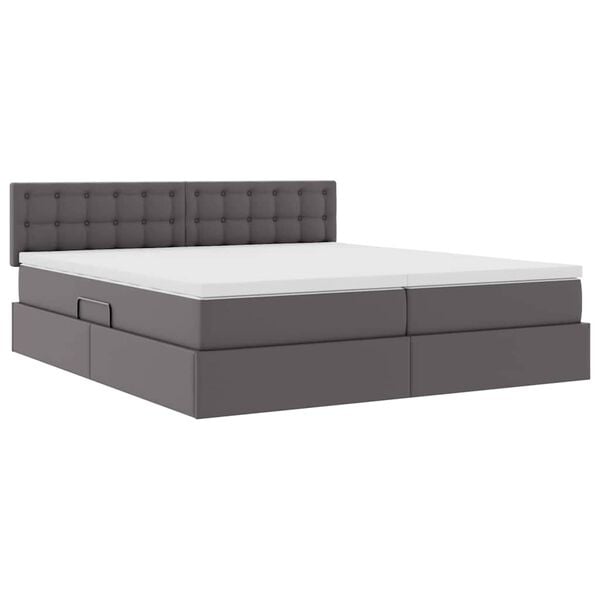 vidaXL Pat cu storage cu saltea Gri 180 x 200 cm Piele artificială