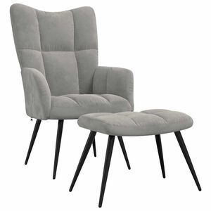 vidaXL Scaun de relaxare cu taburet, gri deschis, catifea