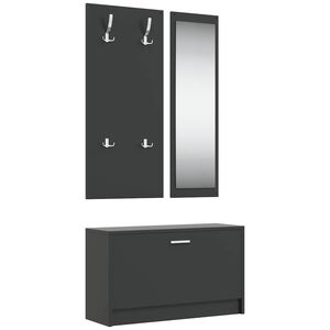 vidaXL Set pantofar 3 &icirc;n 1, negru, lemn prelucrat