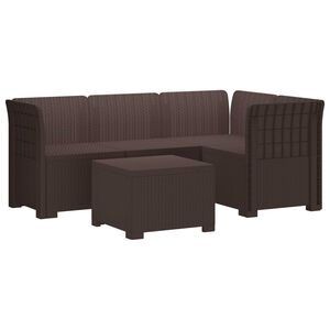 vidaXL Sofa de Grădină 4-Locuri Aspect Ratan PP Maro