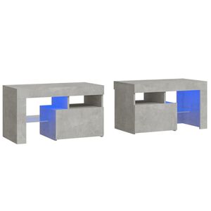 vidaXL Noptiere cu lumini LED, 2 buc., gri beton, 70x36,5x40 cm
