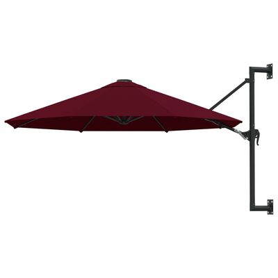 vidaXL Umbrelă de soare de perete, stâlp metalic, roșu vișiniu, 300cm