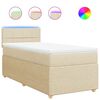 vidaXL Pat box spring cu saltea, crem, 90x200 cm, textil