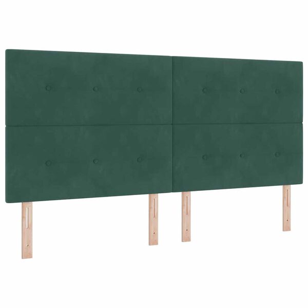 vidaXL Tăblie cap cu lumini cu bandă LED Verde 100 cm Catifea