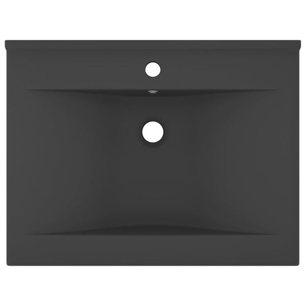 vidaXL Chiuvetă baie lux orificiu robinet gri mat 60x46 cm ceramică
