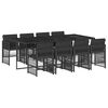 vidaXL Set mobilier de grădină cu perne, 9 piese, negru, poliratan