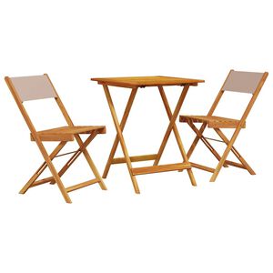 vidaXL Set mobilier bistro, 3 piese, textil taupe/lemn masiv
