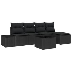 vidaXL Set de canapele pentru grădină cu pernă 5 pcs Negru poliratan
