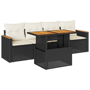 vidaXL Set mobilier de grădină cu perne, 5 piese,poliratan/lemn acacia