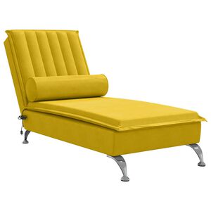 vidaXL Șezlong de masaj cu suport sprijin, galben, catifea