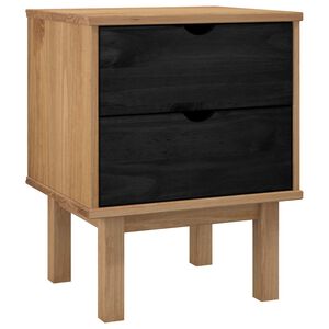 vidaXL Noptieră OTTA Negru 45 x 39 x 57 cm Lemn masiv de pin