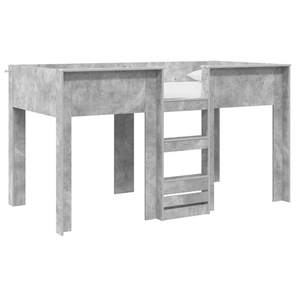 vidaXL Pat Etajat pentru Copii cu saltea Gri din beton 100 x 200 cm