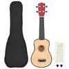 vidaXL Set ukulele soprano, cu husă, pentru copii, natural, 21