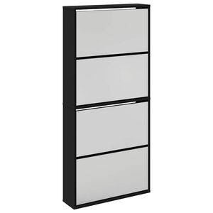 vidaXL Pantofar cu oglindă, 4 niveluri, negru, 63x17x134 cm