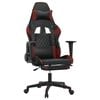 vidaXL Scaun de gaming cu suport picioare, negru/roșu vin, piele eco
