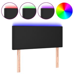 vidaXL Tăblie de pat cu LED, negru, 80x5x78/88 cm, piele ecologică