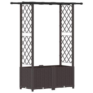 vidaXL Pat Ridicat cu Trellis și Acoperiș Maro 124,5 x 40 x 136 cm PP
